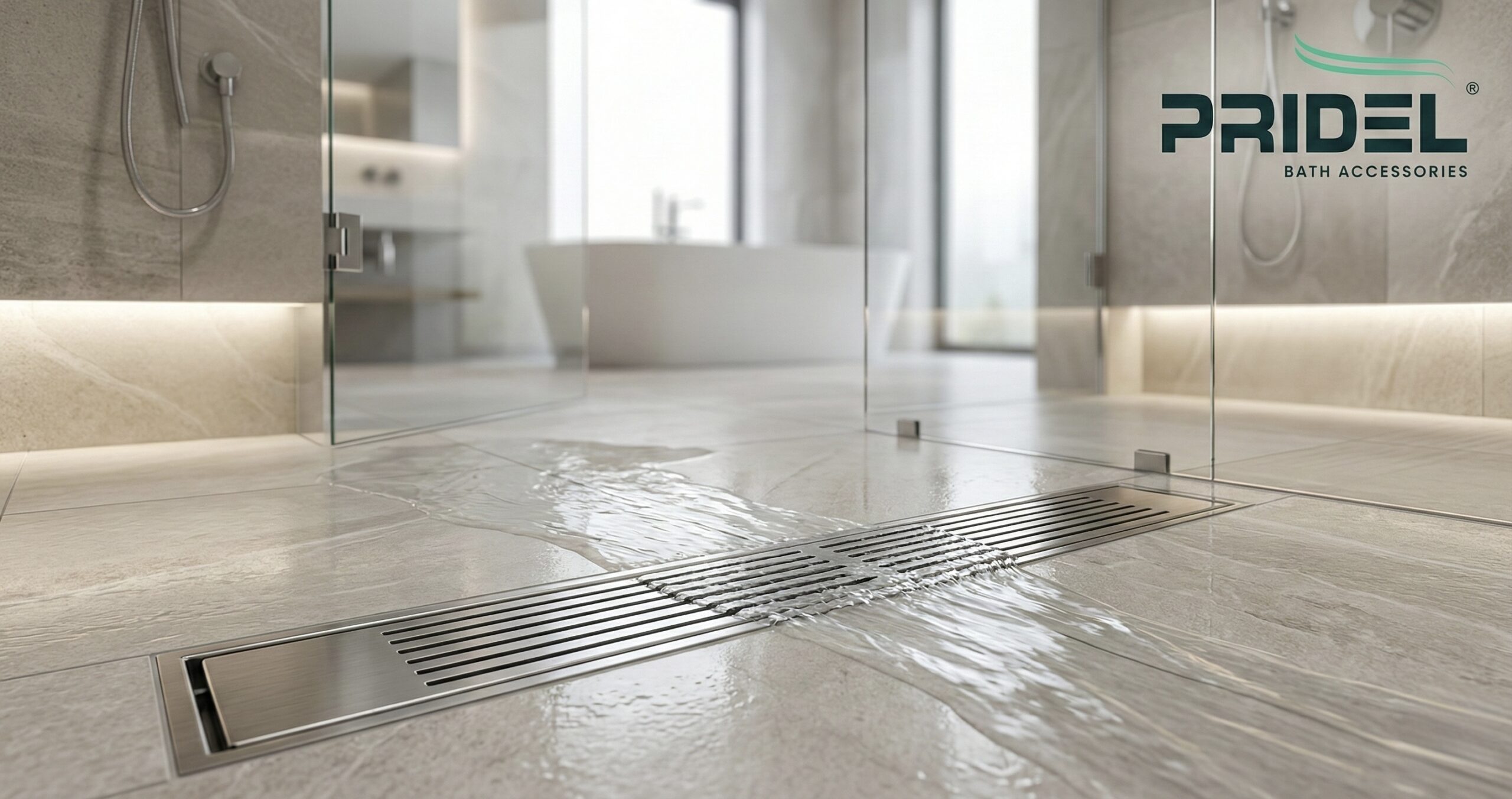 Where engineering meets elegance: A look at how modern linear drains are designed to blend seamlessly into luxury minimalist bathrooms.